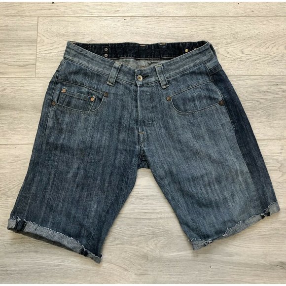 G-Star Raw 3301 Slim Fit Medium Aged Cuffed Denim Blue Jean Shorts Mens W33 L32 - Picture 2 of 9